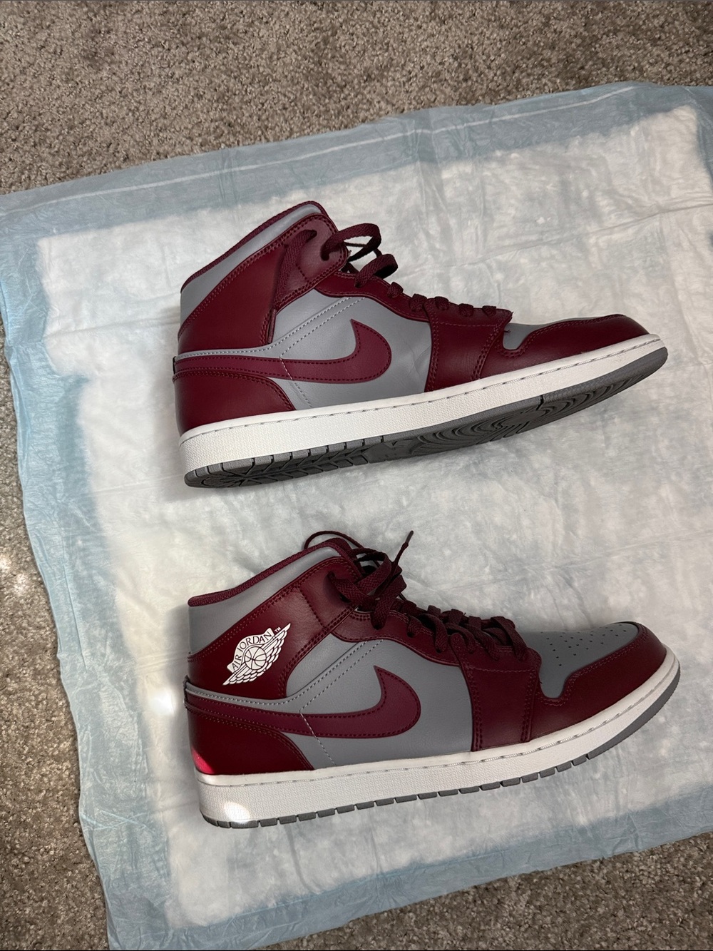 Jordan Men’s Mid-Top Sneakers in Grey and Burgundy